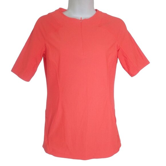 Athleta Pacifica II Perforated Mesh Rashguard Tee Size XS Coral Athletic Top - Picture 1 of 9